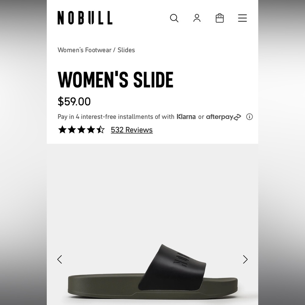 NEW in box with tags NOBULL slides women’s size 7.5.